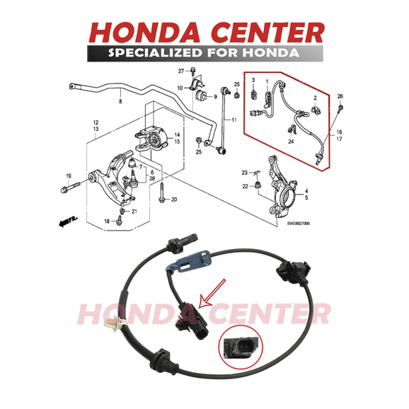 sensor kabel abs rem depan kanan honda crv RE gen3 2007 2008 2009 2010 2011 2012