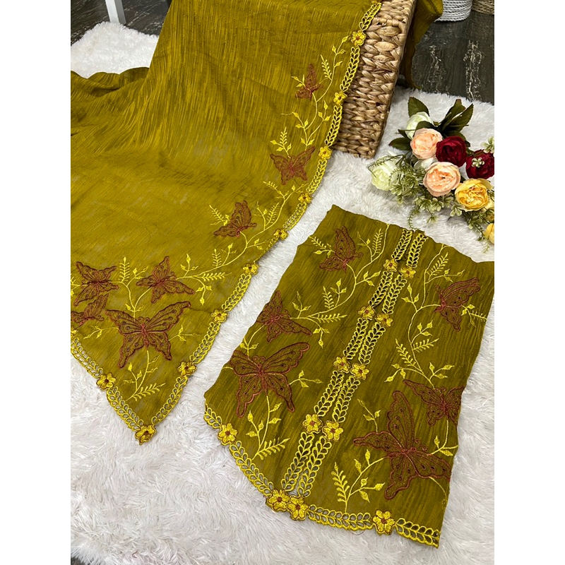 kain bordir sifon serat motif kupu2