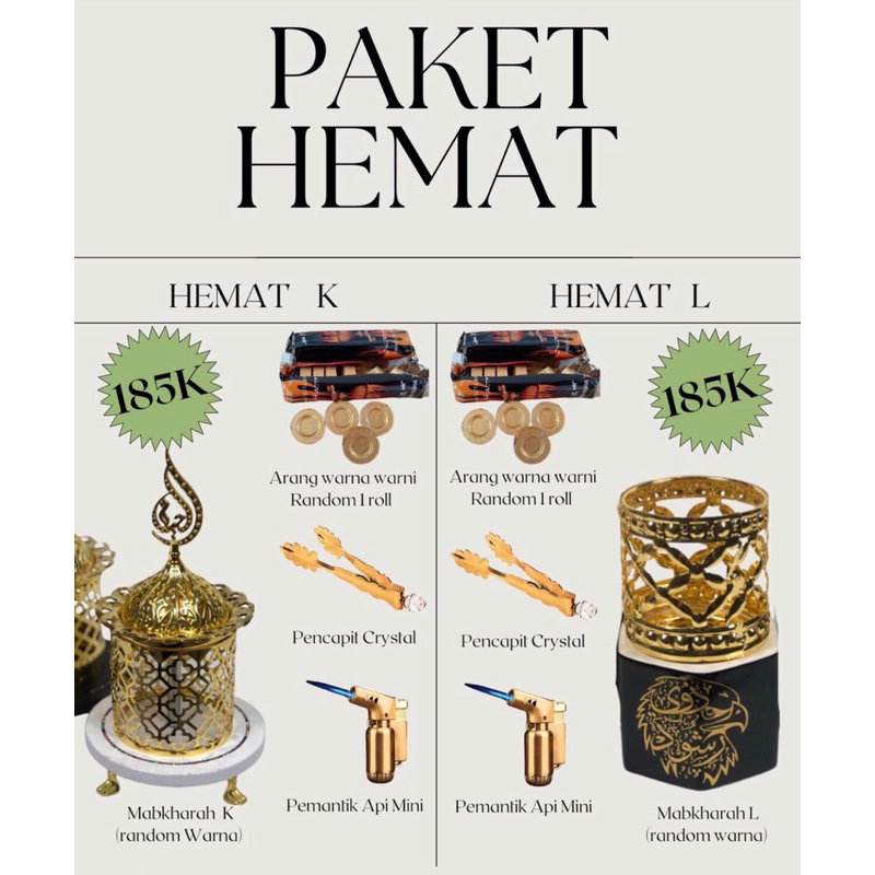 Paket Hemat Mabkharah A,B,C,D,E,F,G,H || tempat dupa buhur bakhur Paket