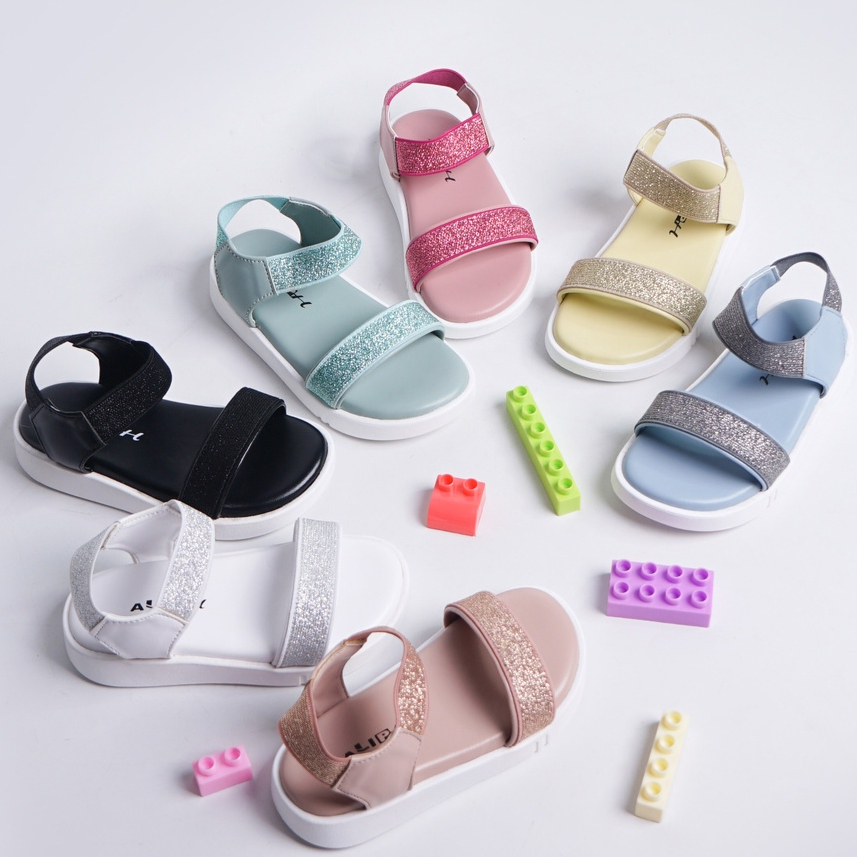 SARASARA YUK - KAREN ALIPH Sandal Tali Anak Perempuan Usia 2 sampai 10 Tahun Sendal Anak cewek Wedges Tali Cewek Empuk Warna Black cewe Slop Usia Umur 3 4 5 6 7 8 9 thn Tahun Premium Ori Original Mall Official Store