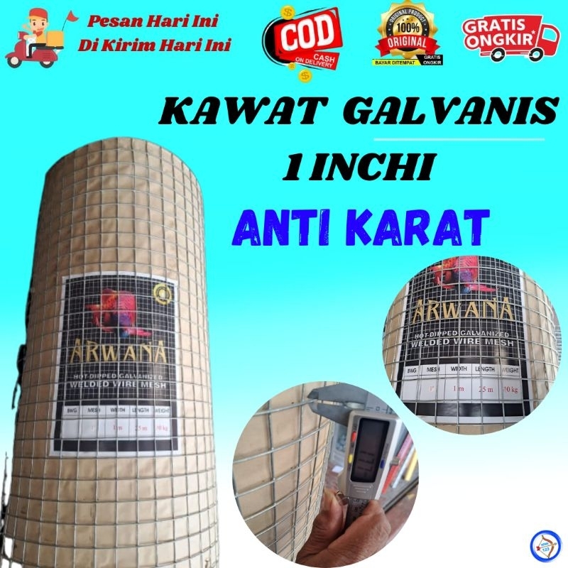 Jual Kawat Loket Galvanis Kawat Kandang Anti Karat Ukuran 1 Inchi Harga ...