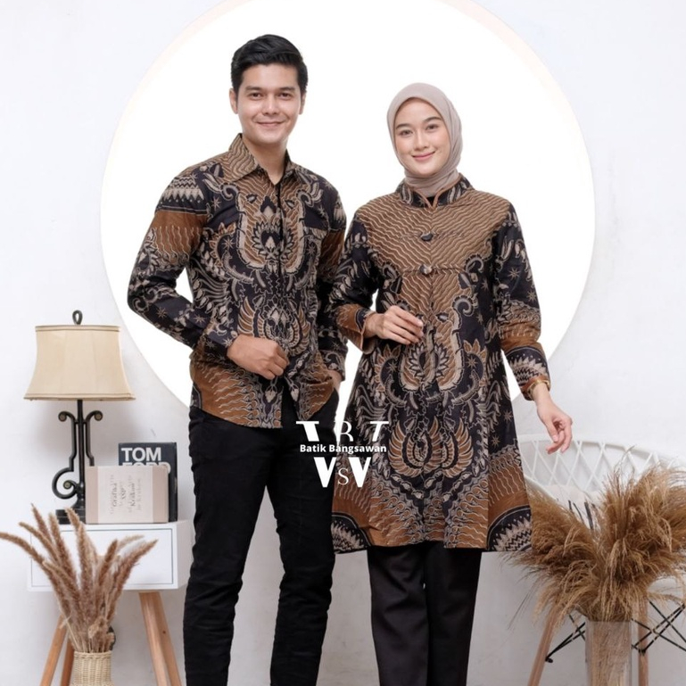 Batik Couple Modern Atasan Tunik Batik Kerja Kantor Wanita Seragam Batik Tunik Couple