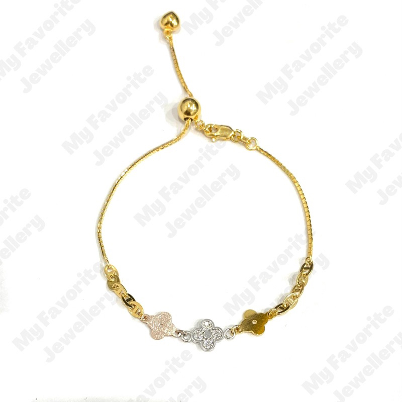 Gelang Serut Clover Cleef Emas Asli Kadar 700