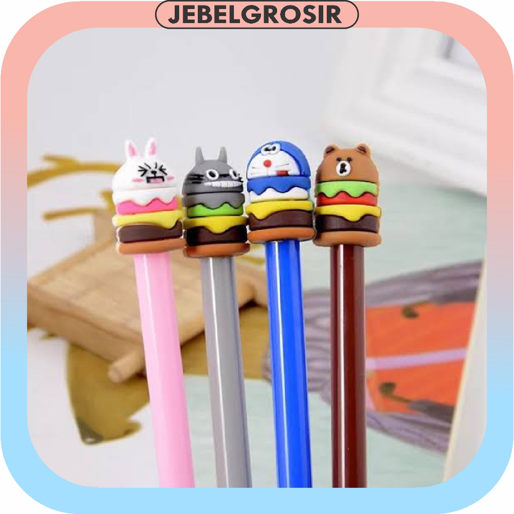 Pena Hamburger Cartoon Pulpen Burger Unik Pen Burger Kartun Line Stationary Alat Tulis Sekolah 442