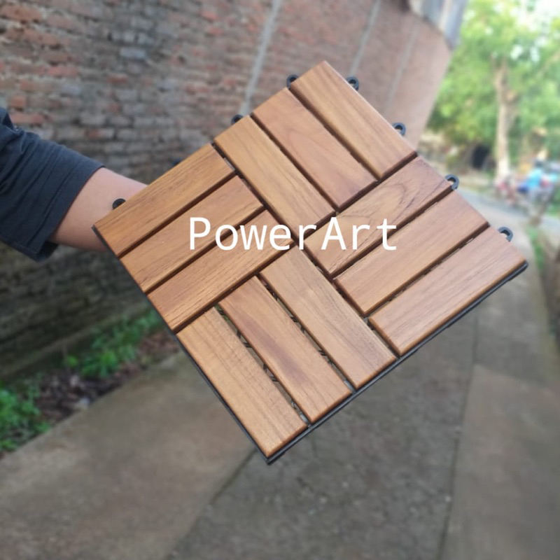 Lantai kayu jati / decking tile / ubin kayu jati / parquet
