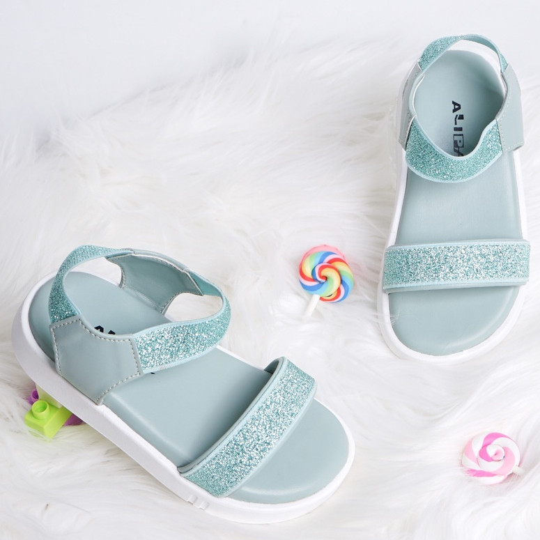 SARASARA YUK - KAREN ALIPH Sandal Tali Anak Perempuan Usia 2 sampai 10 Tahun Sendal Anak cewek Wedges Tali Cewek Empuk Warna Black Hitam Kuning Biru cewe Slop Usia Umur 3 4 5 6 7 8 9 thn Tahun Premium Ori Original Mall Official Store