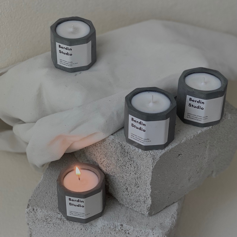 Scented Candle Industrial Concrete Alpha Male Lavender Rose Vanilla 40gr | Concrete Scented Candle 40gram