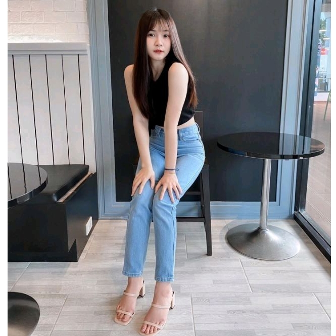 CELANA JEANS WANITA BASIC BOY JEANS - HIGHWAIST JEANS MODEL KOREA 2023