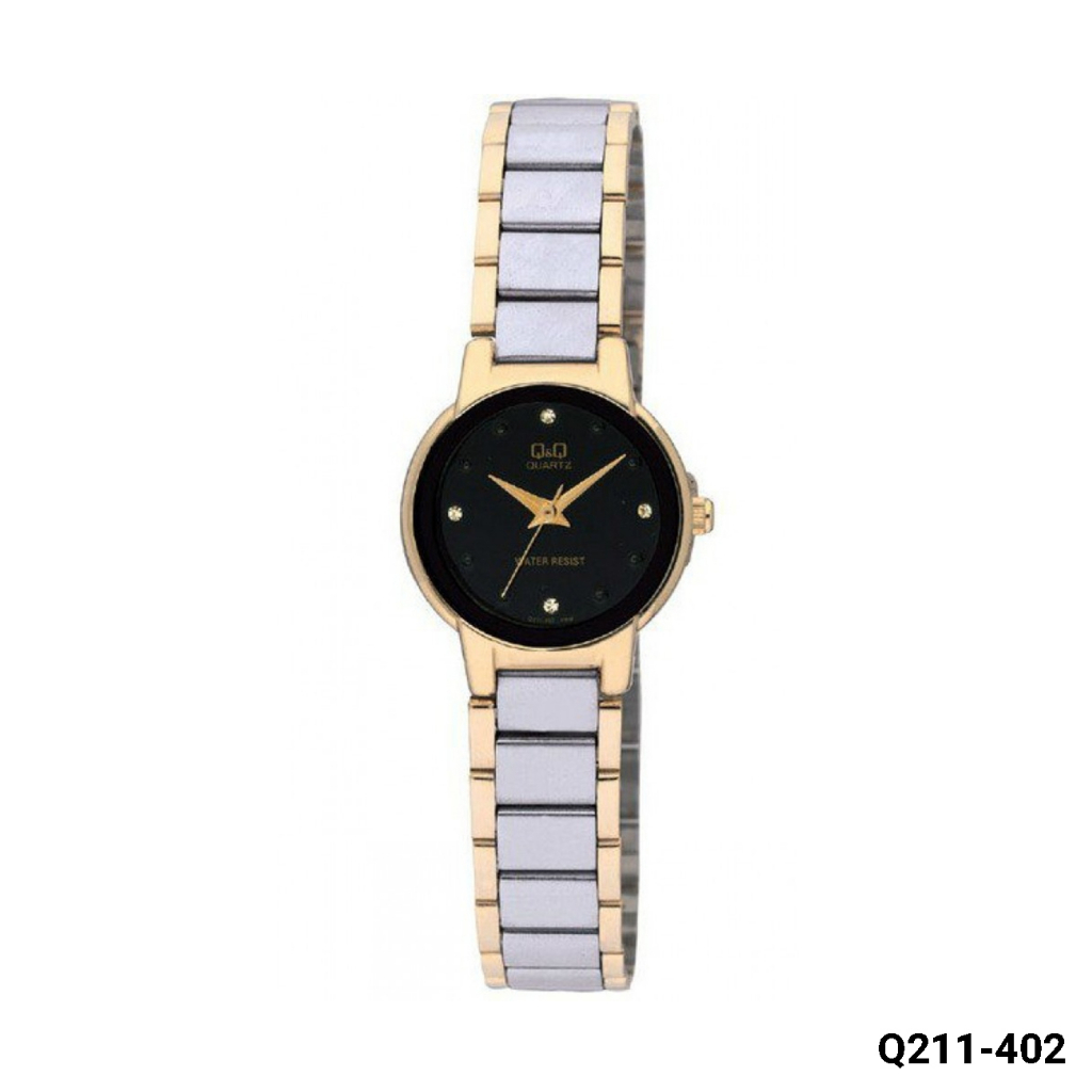 Jam Tangan Wanita Classic Casual Business Rantai Stainless Steel Analog Original Q&amp;Q QnQ QQ Q211 Q211J Series