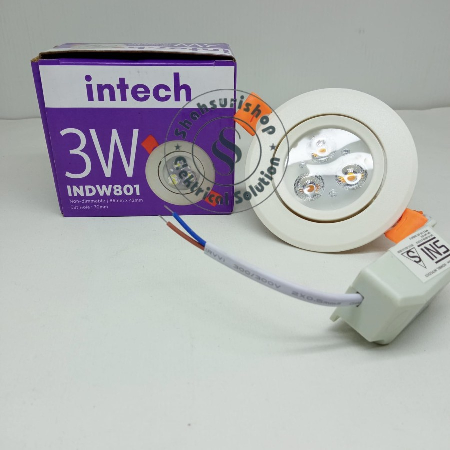 LAMPU SPOTLIGHT SOROT PLAFON 3W 3 W WATT INTECH INBOW 3 MATA 55x85MM