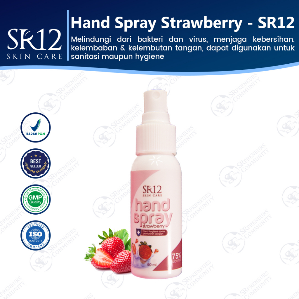 HAND SPRAY STRAWBERRY SR12 / HAND SANITIZER SPRAY / ALKOHOL 75%