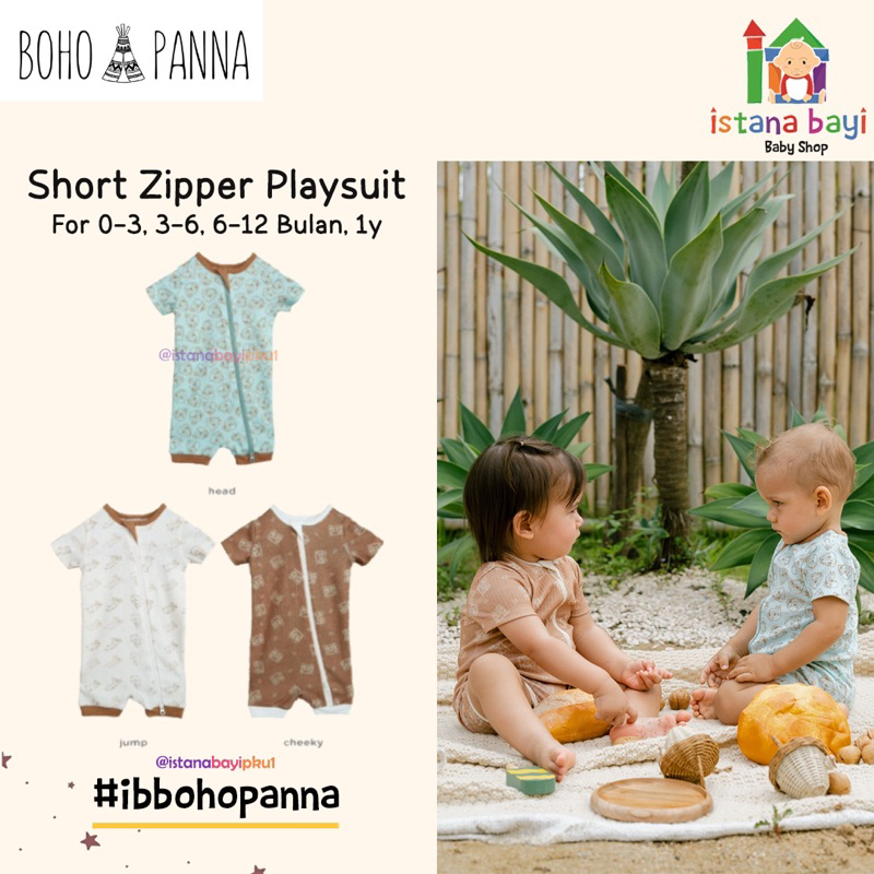 BOHOPANNA SHORT ZIPPER PLAYSUIT - JUMPER BAYI /JUMPER ANAK 0-1 TAHUN