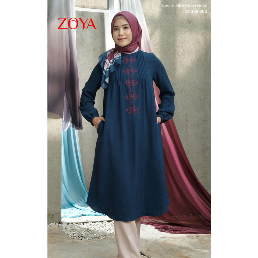 Gamis Muslim Zoya Novira Shibori Midi Dress Zoya