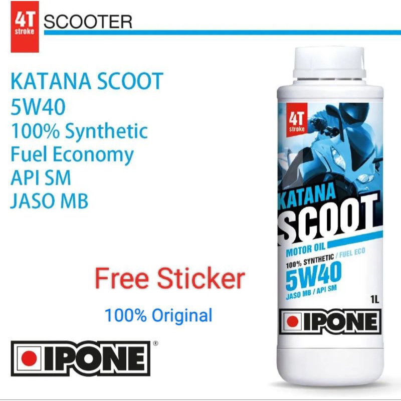 Oli Ipone Katana Scoot 5W40 Full Synthetic Jaso MB API SM Fuel ECO