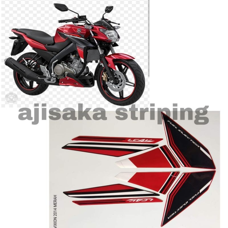 striping sticker yamaha vixion advance 2015 merah hitam sayap hitam