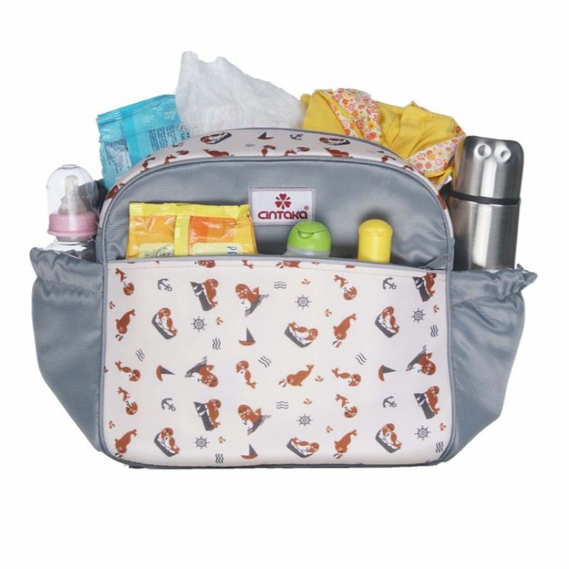 CINTAKA Tas Bayi Besar &amp; Kecil Saku Print Seal &amp; Whale Series