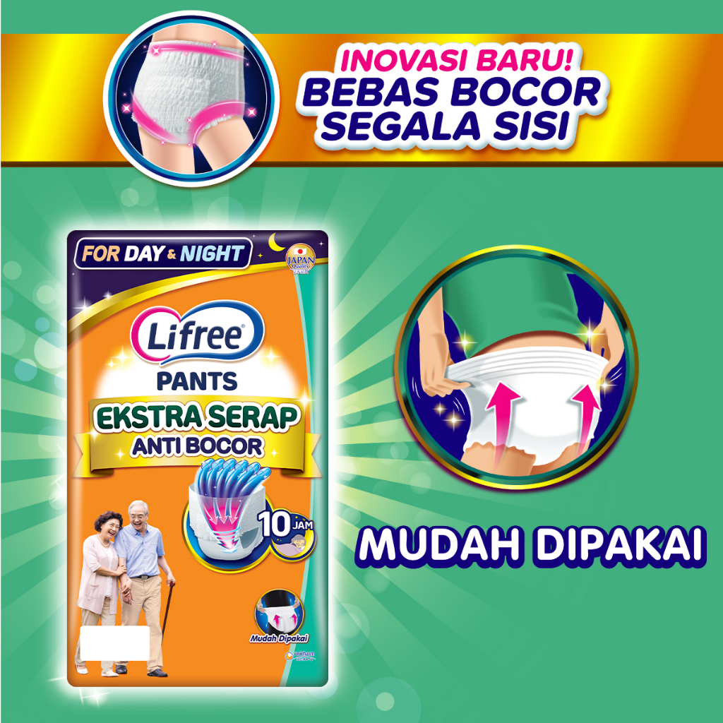 Lifree Popok Dewasa Celana Ekstra Serap - M 20 - 2 Packs