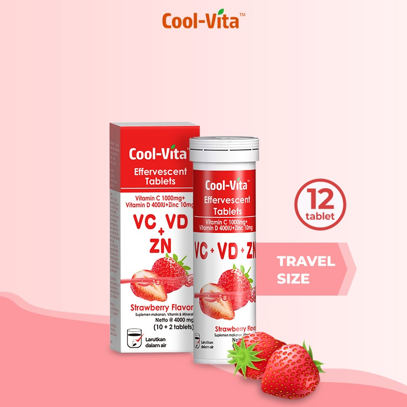 Cool - Vita Vitamin C1000mg, Vitamin D &amp; Zinc Effervescent Isi 12 Tablet