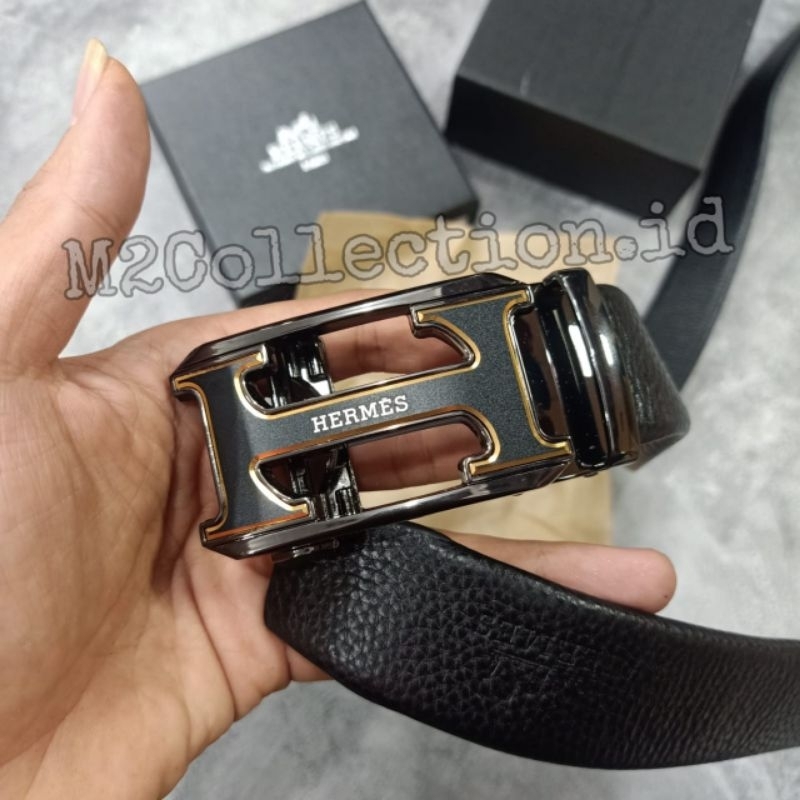 Ikat Pinggang HMS Rel Leather Belt Gesper Kulit Asli Premium Qiality