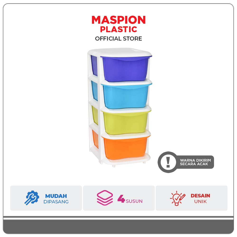 Maspion Lemari Pakaian Plastik Susun 4 Tower Container S4