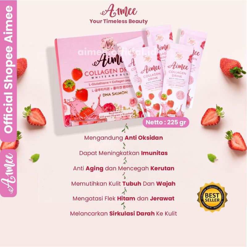 Skincare Aimee  Collagen Drink Beauteglow non glukosa /minuman kecantikan dan kesehatan tanpa glukos
