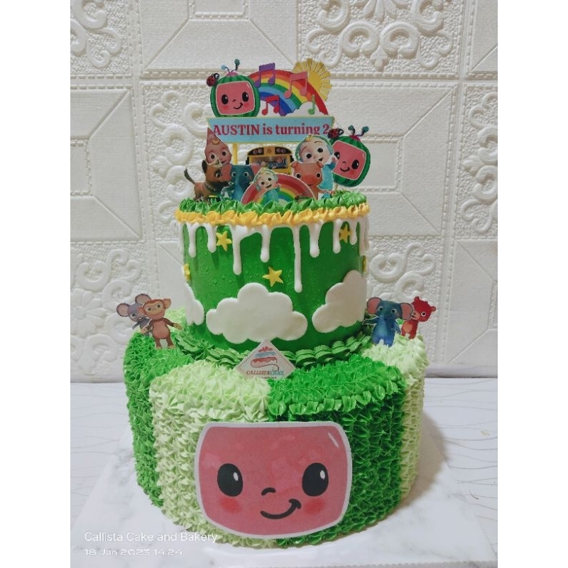 Cake Cocomelon 2 tingkat / Kue Ulang tahun/ Kue karakter