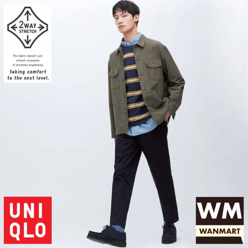 UNIQLO Men Pants Celana Panjang Pria Smart Ankle Katun Navy