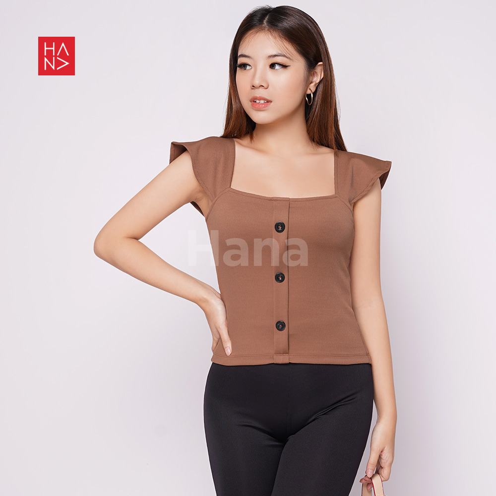 Hana Fashion - Giselle Square Neck Crop Tank Top Atasan Wanita [S - XXL] - TT041