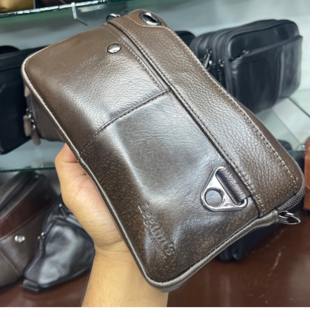 Clutch Habdbag kulit Sapi Asli Multifungsi Pria/Wanita Tas Selempang Kulit