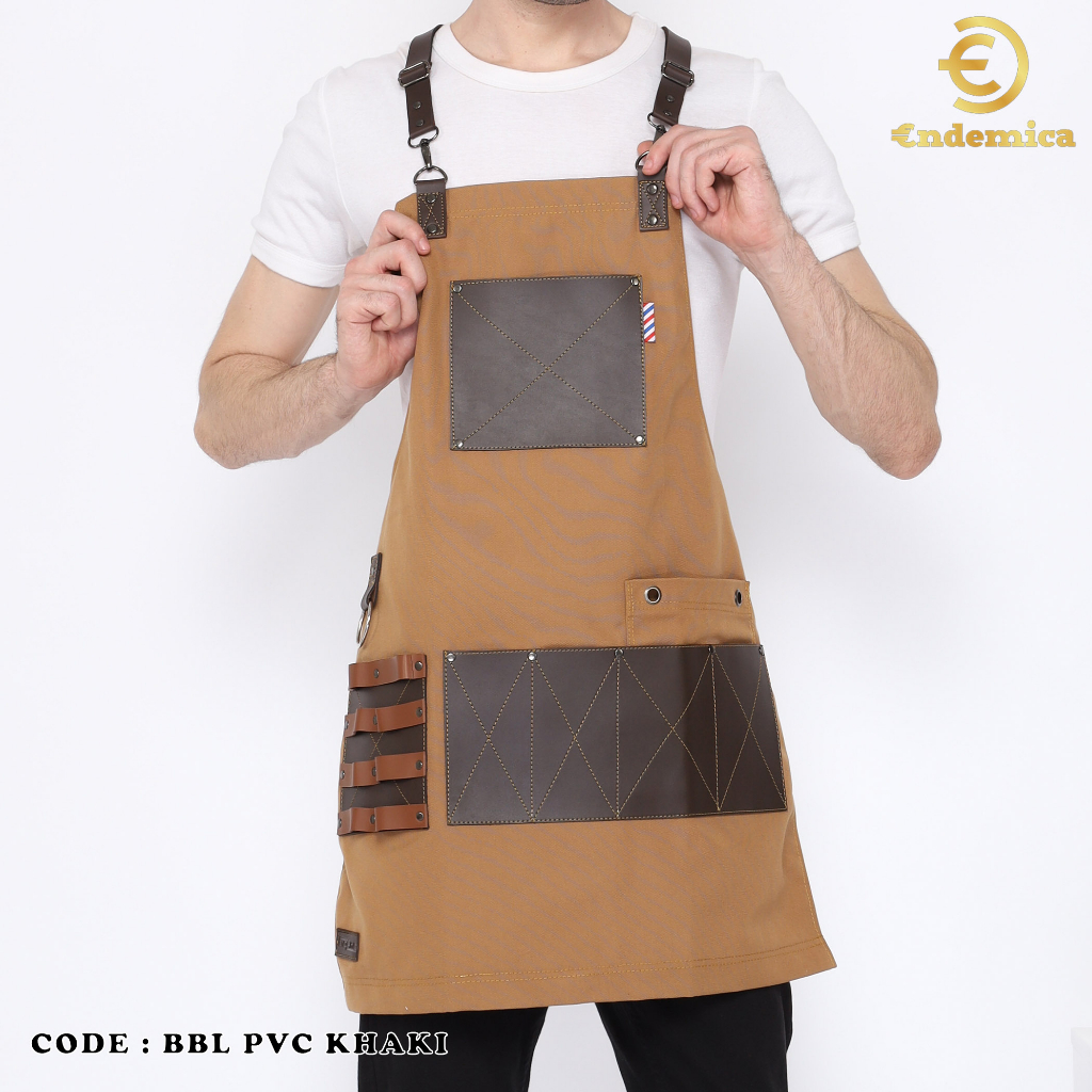 Full apron barbershop celemek cukur rambut apron cafe celemek barista kanvas &amp; high quality syntetic for barberman,barbershop,barista model Y strep