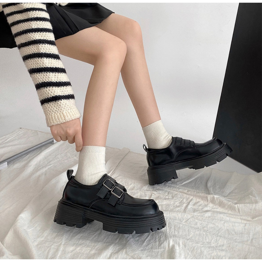 AVANCEID 1866 Heels Sepatu Sneakers Docmart Kerja Wanita Hitam Import