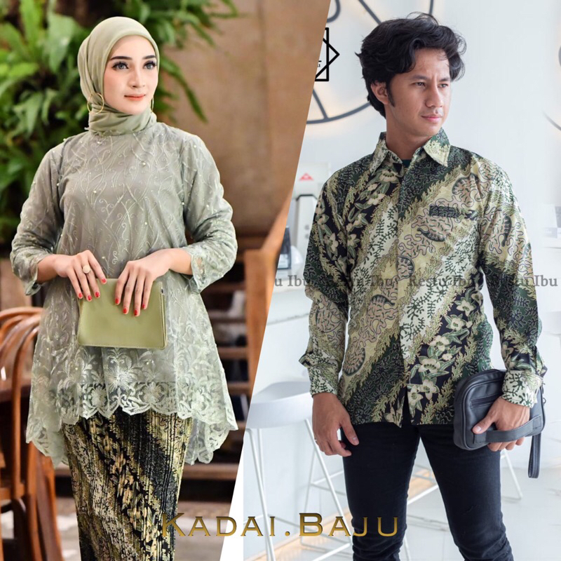 Kebaya tunik couple rinjani brukat tille mutiara Kebaya wisuda lamaran dan pernikahan