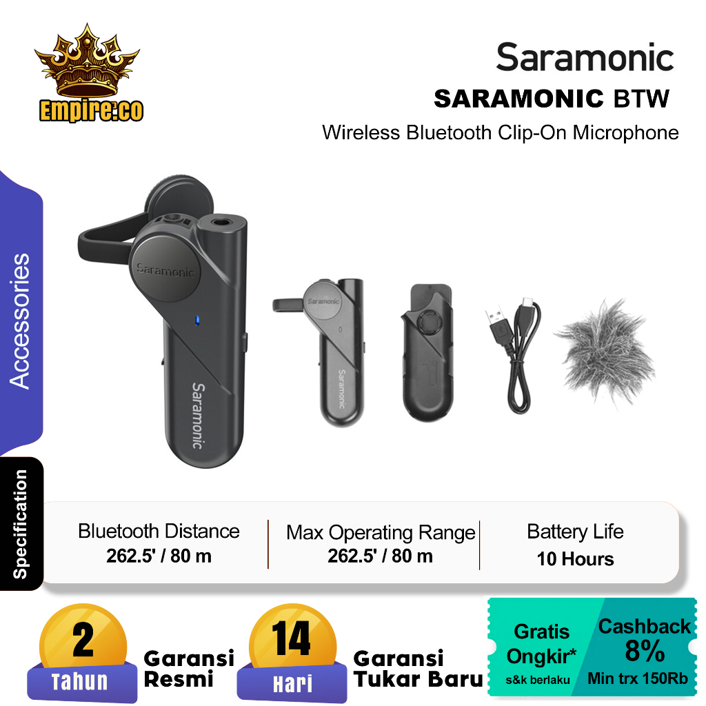 Saramonic BTW Wireless Bluetooth Clip-On Microphone