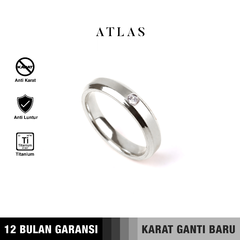 Emrys Simple Ring ATLAS Real Titanium Anti Karat Cincin Titanium Pria Wanita