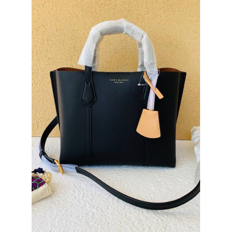 TB Small Perry Color Block Triple Compartment Tote Black