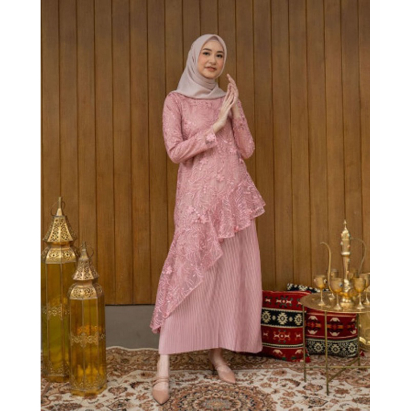 GEULIS - ZAULA PLEATED DRESS - size XS - New, original - REJECT SALE -  PINK - Dress lebaran / Dress