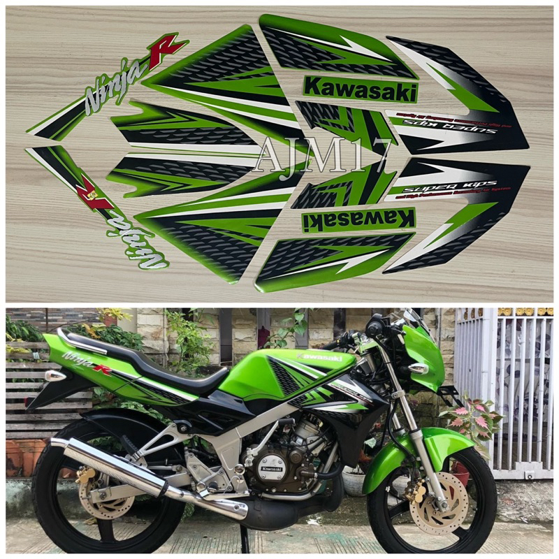 STIKER STRIPING MOTOR NINJA R 2013 HIJAU METALIK