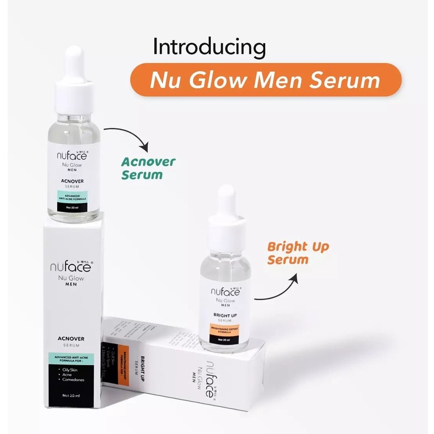 Nuface Nu Glow Men Face Wash Serum Series Bright Up Acne Care 20ML 100ML / Sabun Wajah Serum Pria Mencerahkan Melembabkan Berminyak Berjerawat