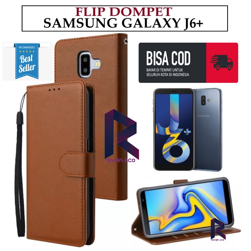 FLIP COVER SAMSUNG GALAXY J6 PLUS FLIP WALLET LEATHER KULIT PREMIUM SARUNG BUKA TUTUP KESING HP FLIP CASE SAMSUNG J6+