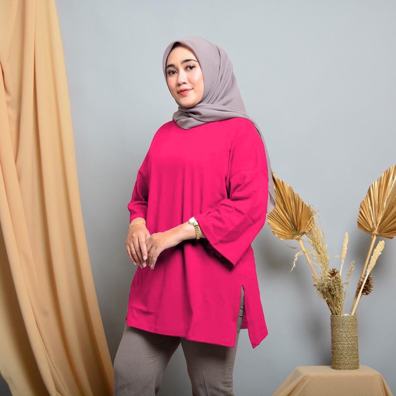 Tamstore Kaos Oversize Basic Polos Wanita Atasan Top Babyterry