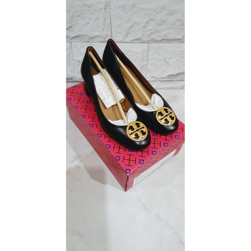 Sepatu Tory Burch Original TB Chelsea Pump Wedges Shoes 50mm Black