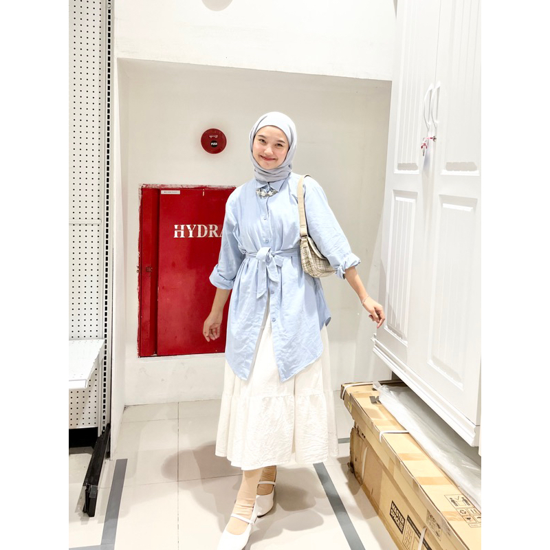 Viola Shirt by Safalunaku | Blouse Rami Oversize | Kemeja Putih Rami Oversize | Kemeja Broken White 