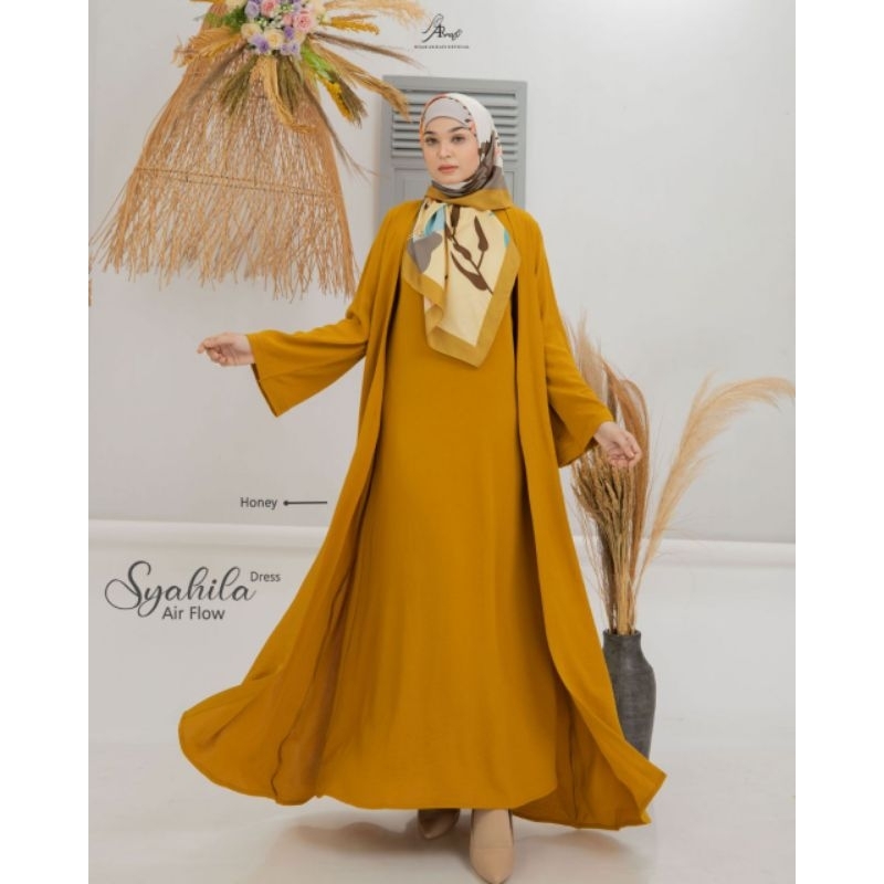 Syahila Dress by Arrafi gamis muslim outer  dress muslim wanita simpel polos terbaru