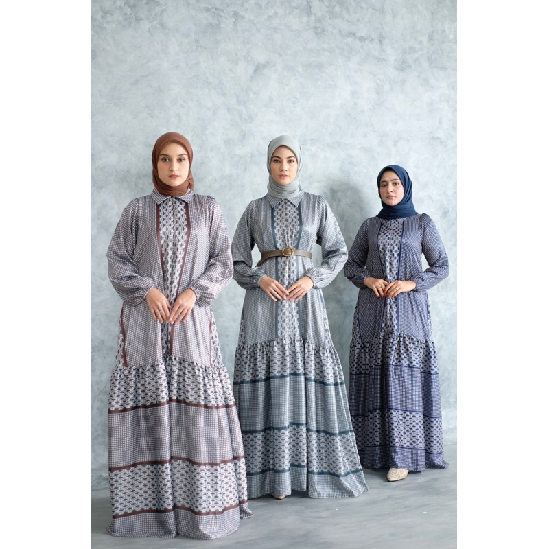 Ounadoutfit Megan dress santorini silk | dress muslim premium | dress kondangan mewah | dress lebaran muslim | dress silk premium | dress hari raya busui