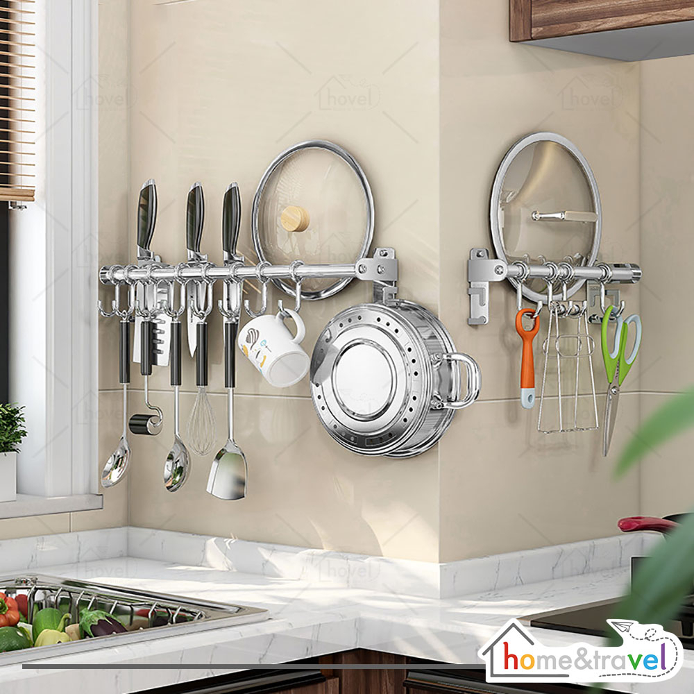 HOVELSHOP Rak Dapur Dinding Stainless Steel Tempat Alat Dapur Kamar Mandi Minimalis