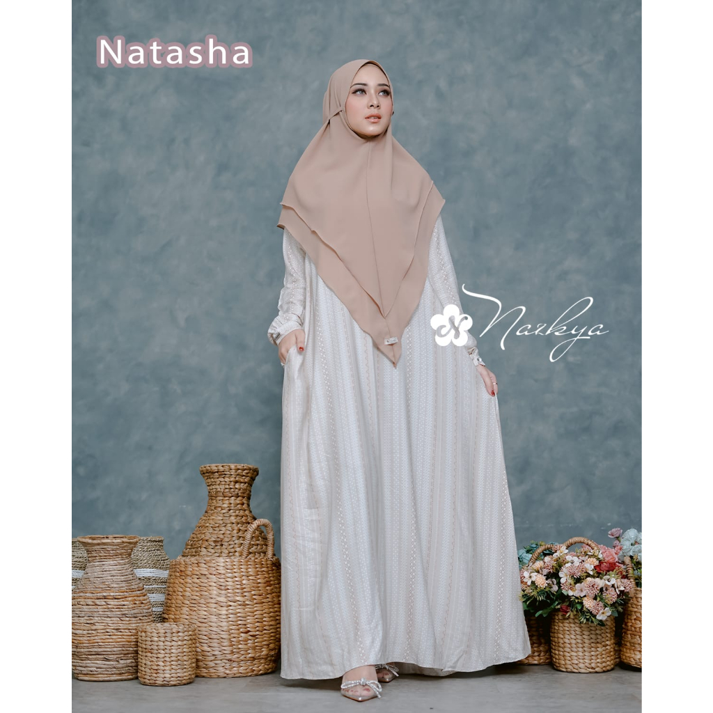 NATASHA NAZKYA GAMIS SET KHIMAR RAYON VISCOS PREMIUM DAILY VINTAGE HANGOUT OOTD WANITA MASA KINI