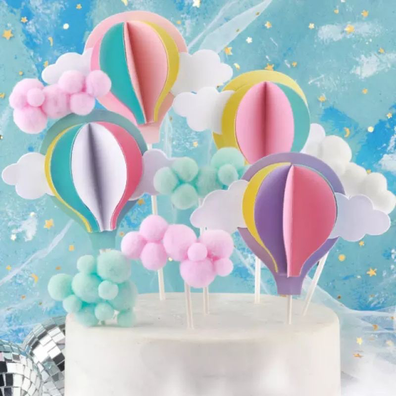 Topper Cake Balon Udara Awan 3D