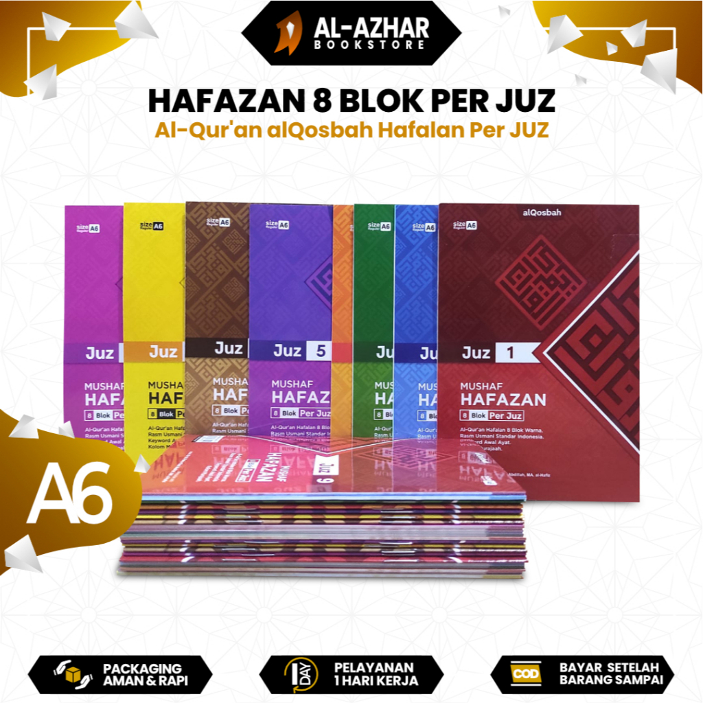 Alquran Saku Hafazan 8 Blok Per Juz 1 Sampai 30 Warna Ukuran A6/Alquran Hafalan Per Juz Lengkap 1-30