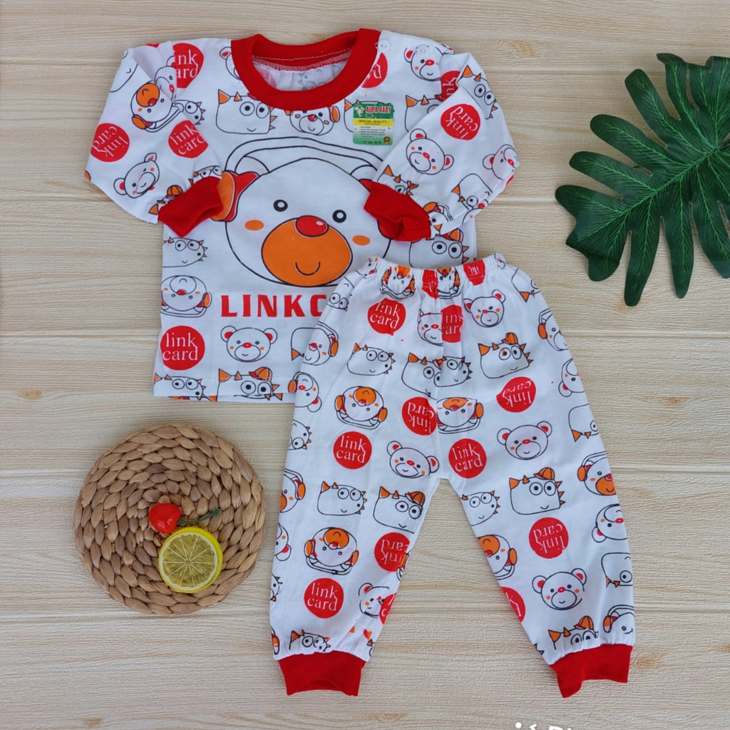 Setelan Piyama Premium Lengan Panjang Motif Lincard bayi baju bayi Anak usia 3-12 bulan kancing