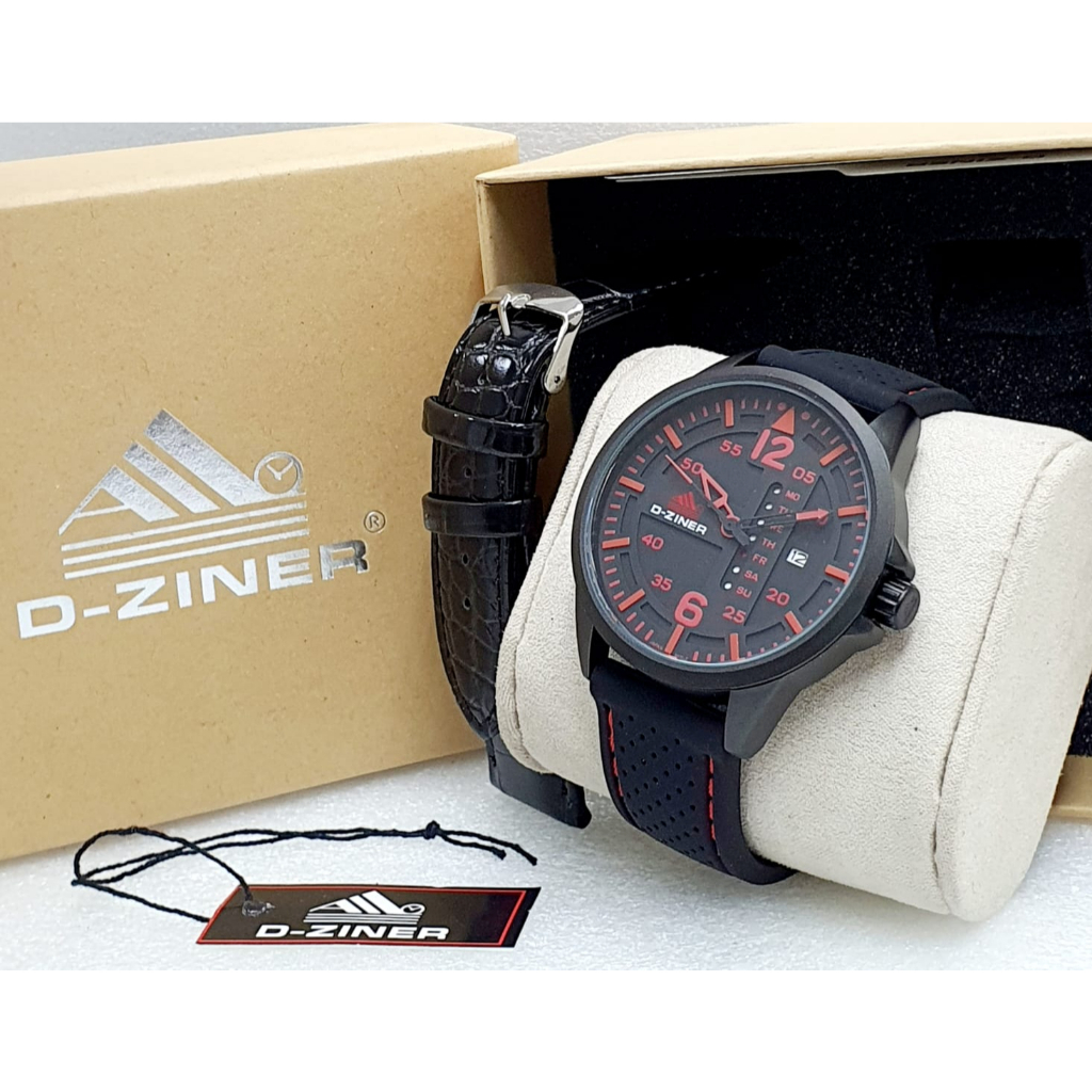 BEST SELLER JAM TANGAN PRIA DZINER 9002 ORIGINAL H138 TALI KULIT TANGGAL AKTIF DM 4.5 FREE BOX &amp; BATERAI || JAM TANGAN FASHION PRIA JAM TANGAN COWOK MURAH